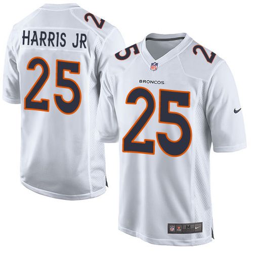 Nike Broncos #25 Chris Harris Jr White Men's Stitched NFL Game Event Jersey - Click Image to Close